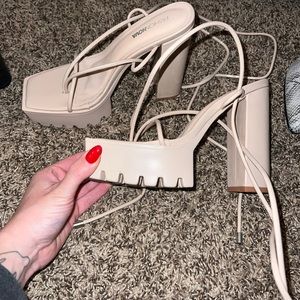 Fashion nova lace up nude heels